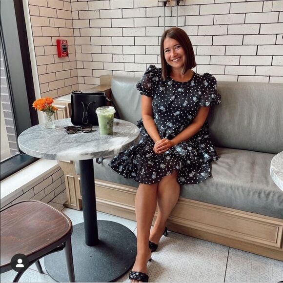 Sandy Liang X Target Floral Print Short Puff Sleeve Tiered Polka Dot Mini Dress - Picture 4 of 5